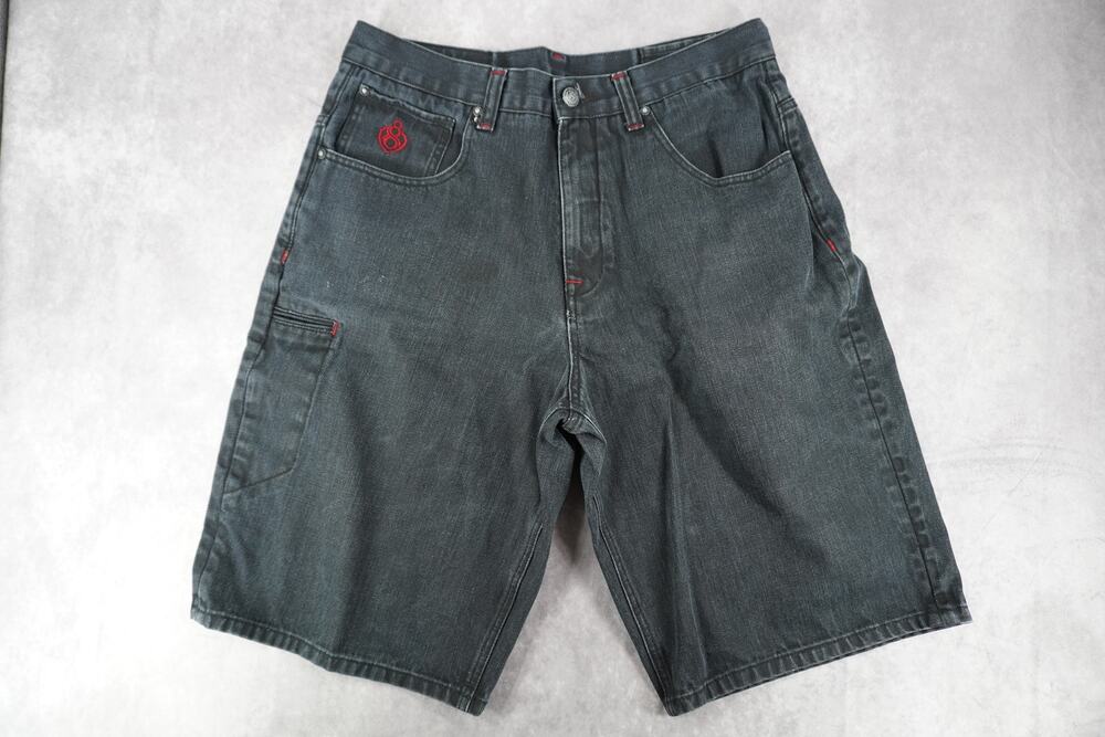 Eight 732 Young Jeezy Black Baggy Denim Jorts Size 38 Y2K Hip Hop Skater